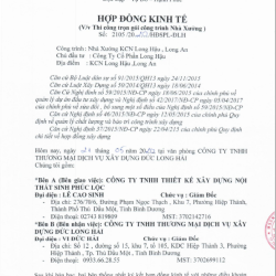 HỢP ĐỒNG NHÀ XƯỜNG KCN LONG HẬU